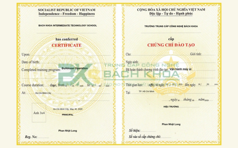 Học lái Máy ủi xong được cấp chứng chỉ gì?