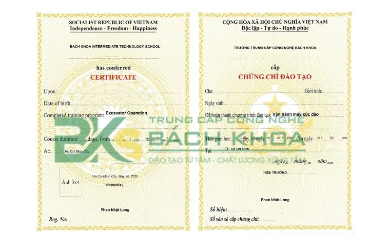 Thông tin chi phí học Bằng lái máy xúc